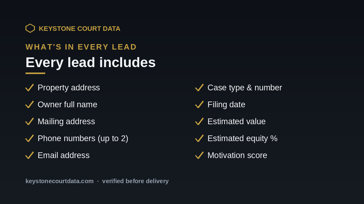 What's in every Keystone lead — data fields included