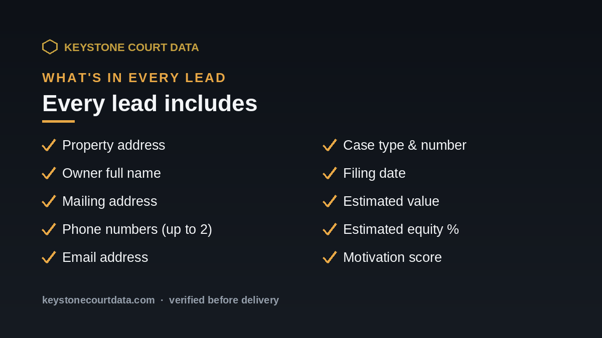 What's in every Keystone lead — data fields included
