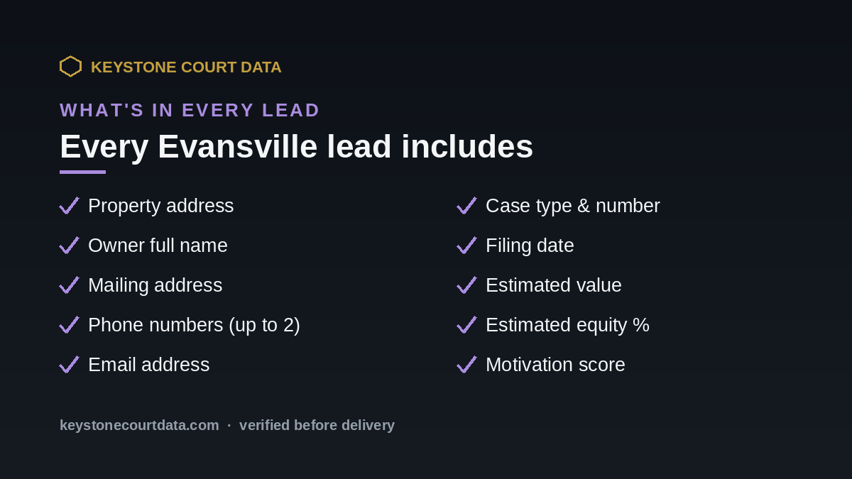 What's in every Evansville lead — data fields included