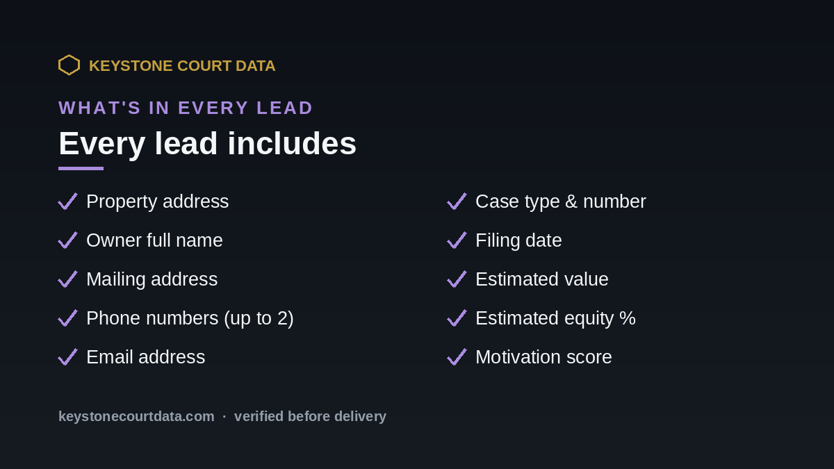 What's in every Keystone lead — data fields included