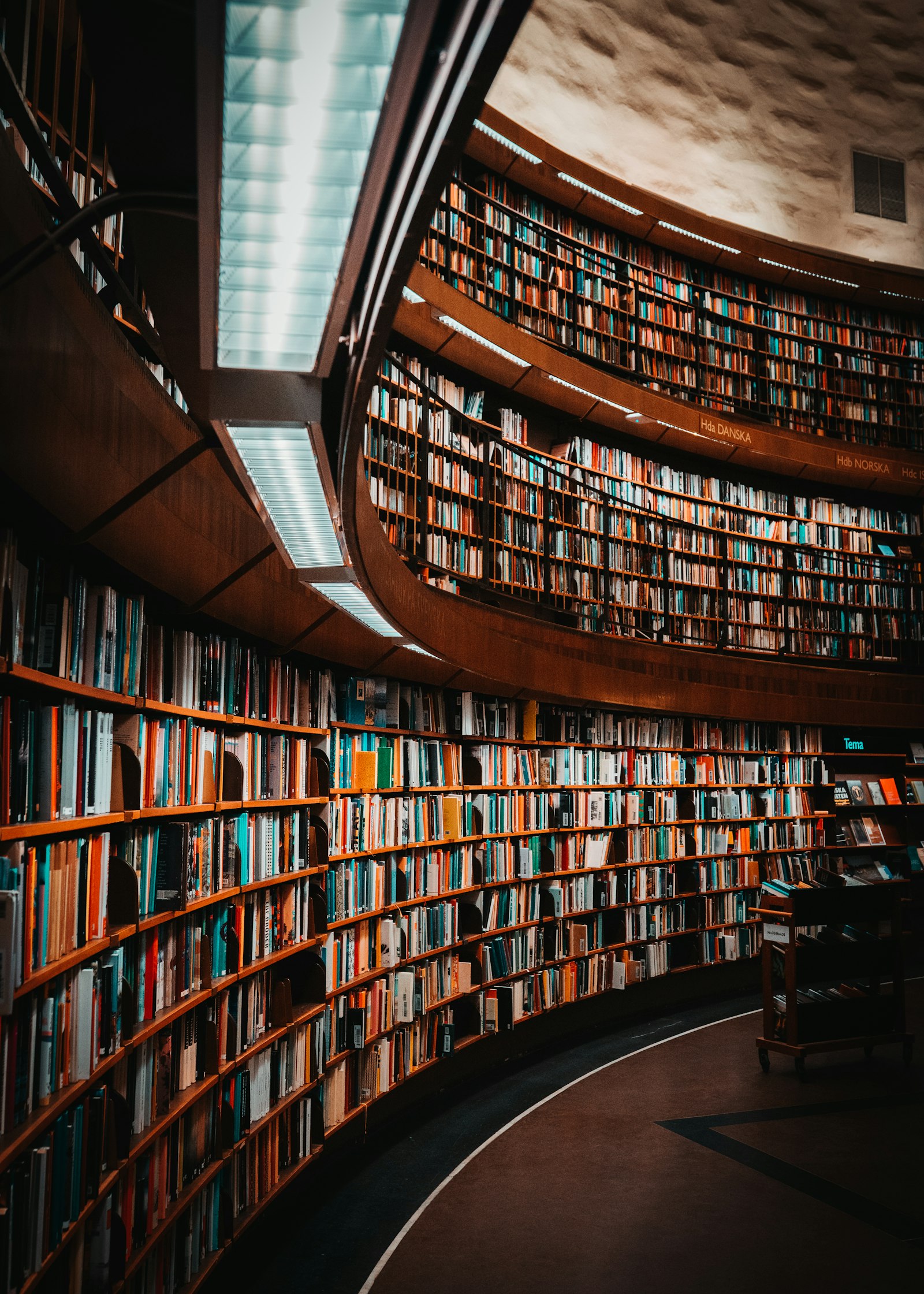 Public court records library with curved bookshelves in Marion County