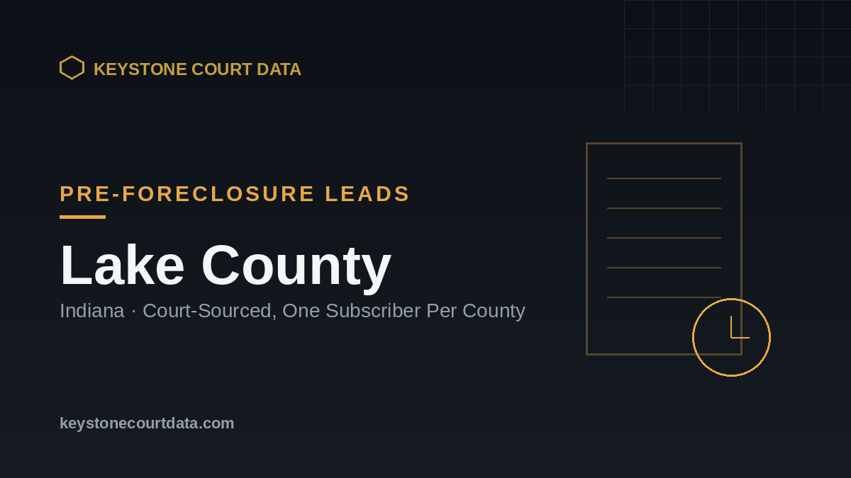 Pre-Foreclosure Leads in Lake County, Indiana: How to Find Motivated Sellers Before the Sheriff Sale