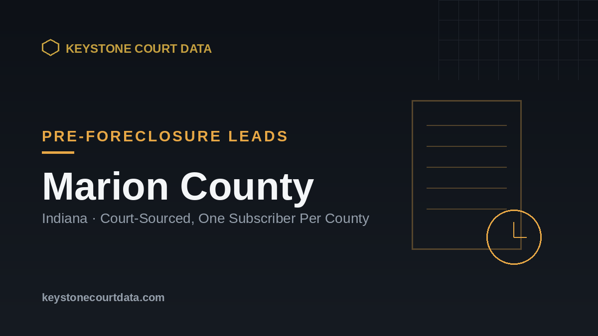 Pre-Foreclosure Leads in Marion County, Indiana - Real Estate Investment Opportunities