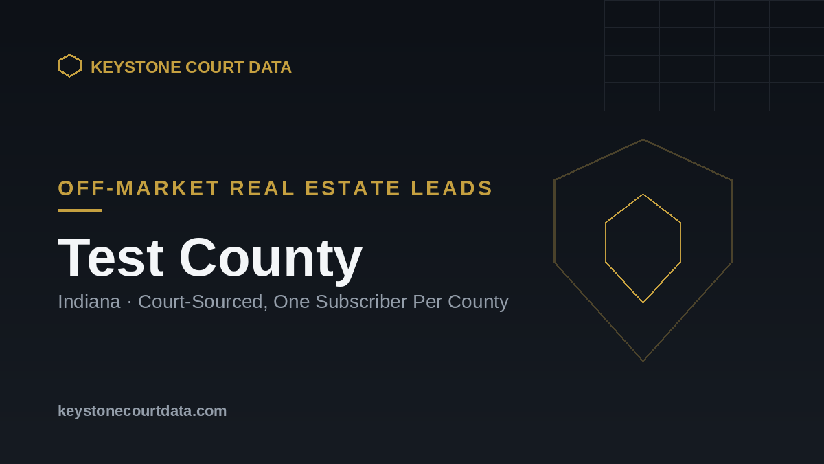 Pre-Foreclosure leads in Test County