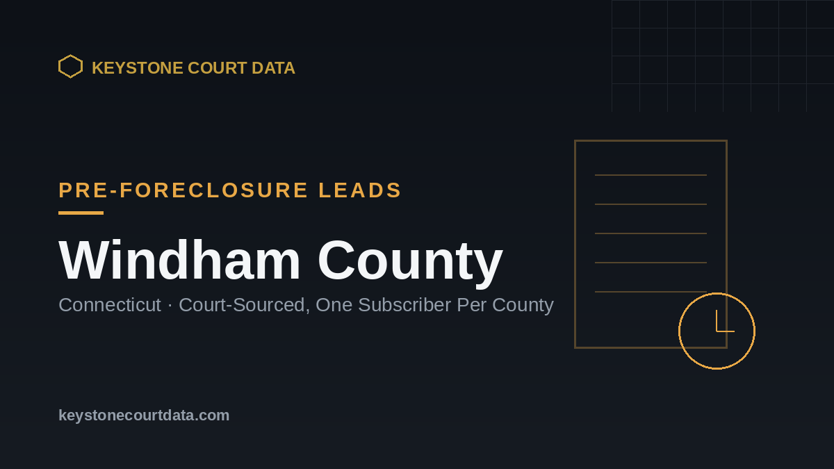 Pre-Foreclosure Leads in Windham County, CT - Investment Opportunities