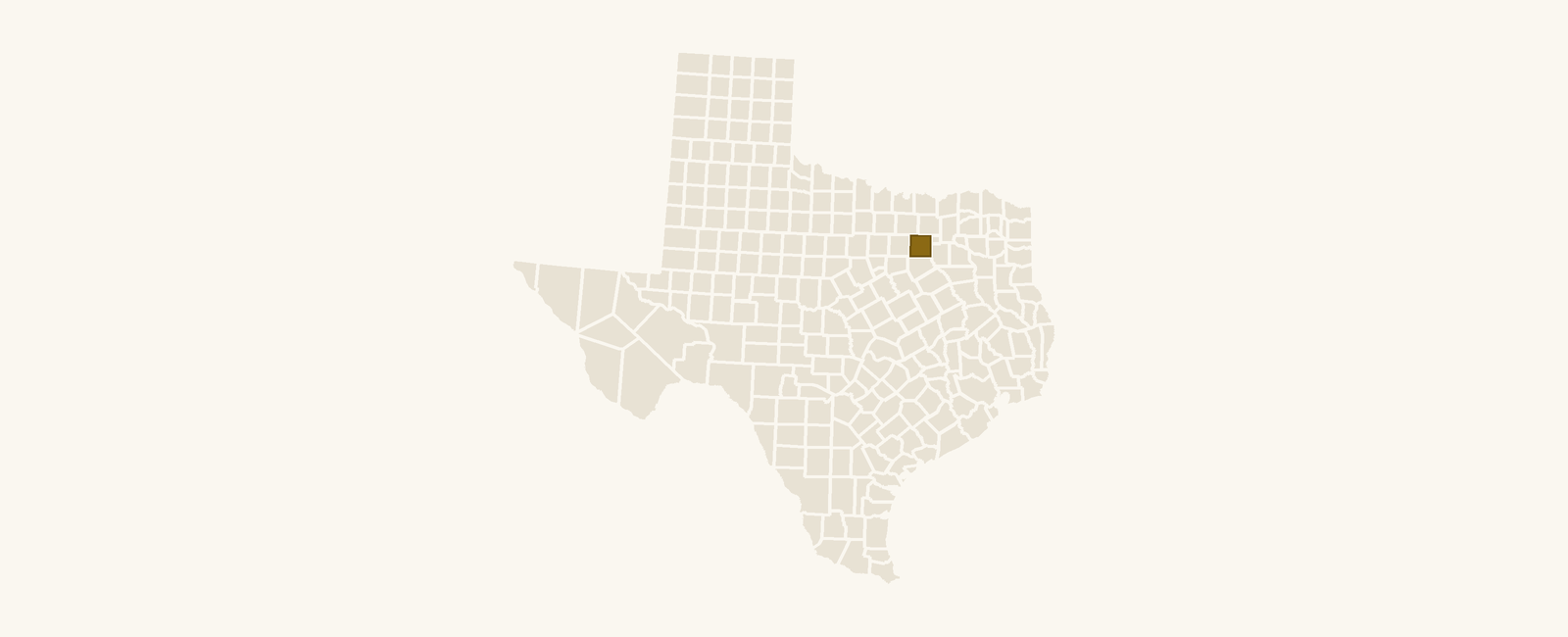 Map of Texas with Dallas County highlighted