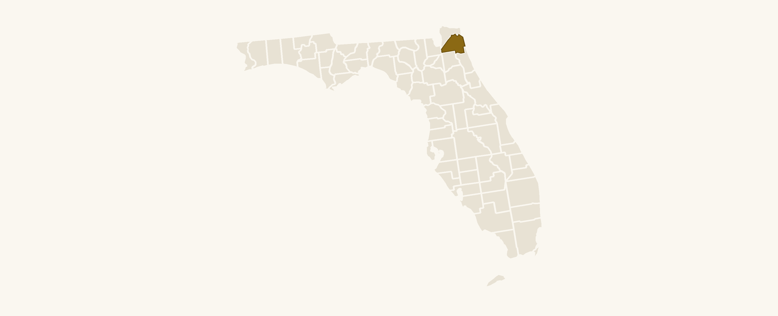 Map of Florida with Duval County highlighted