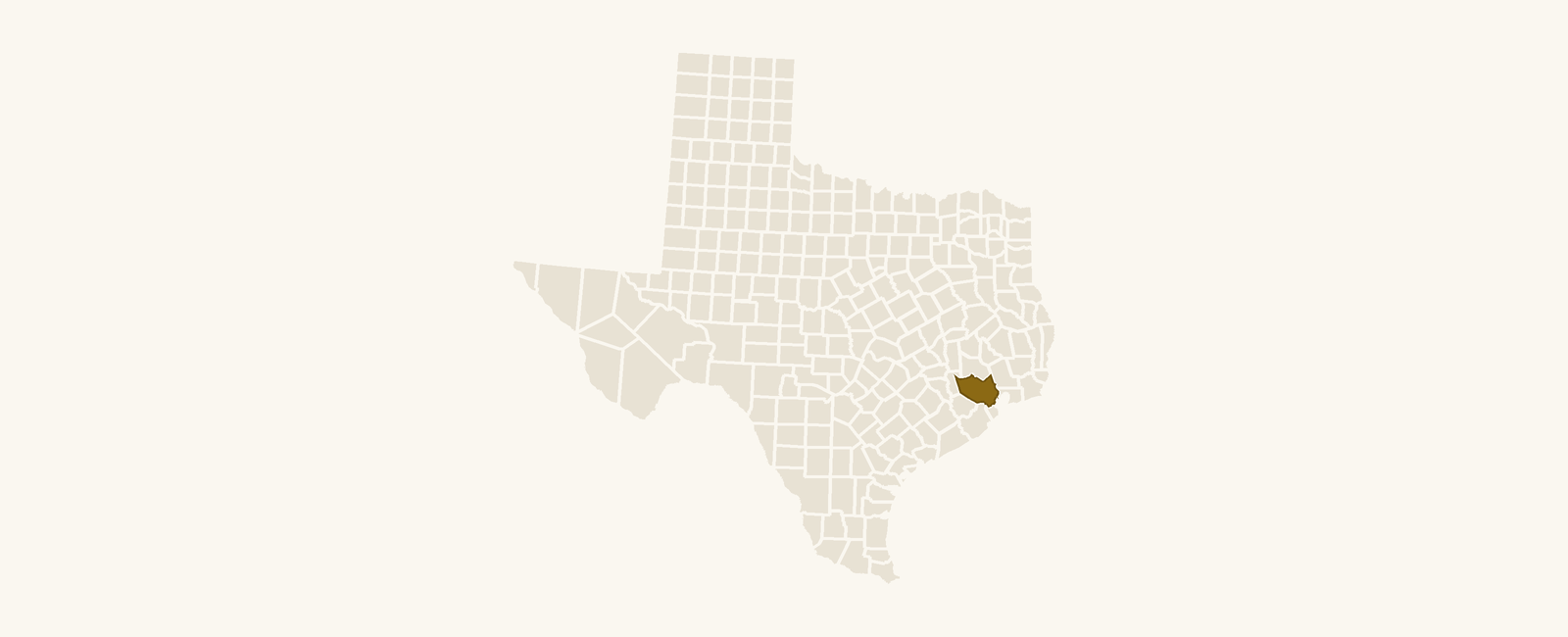 Map of Texas with Harris County highlighted
