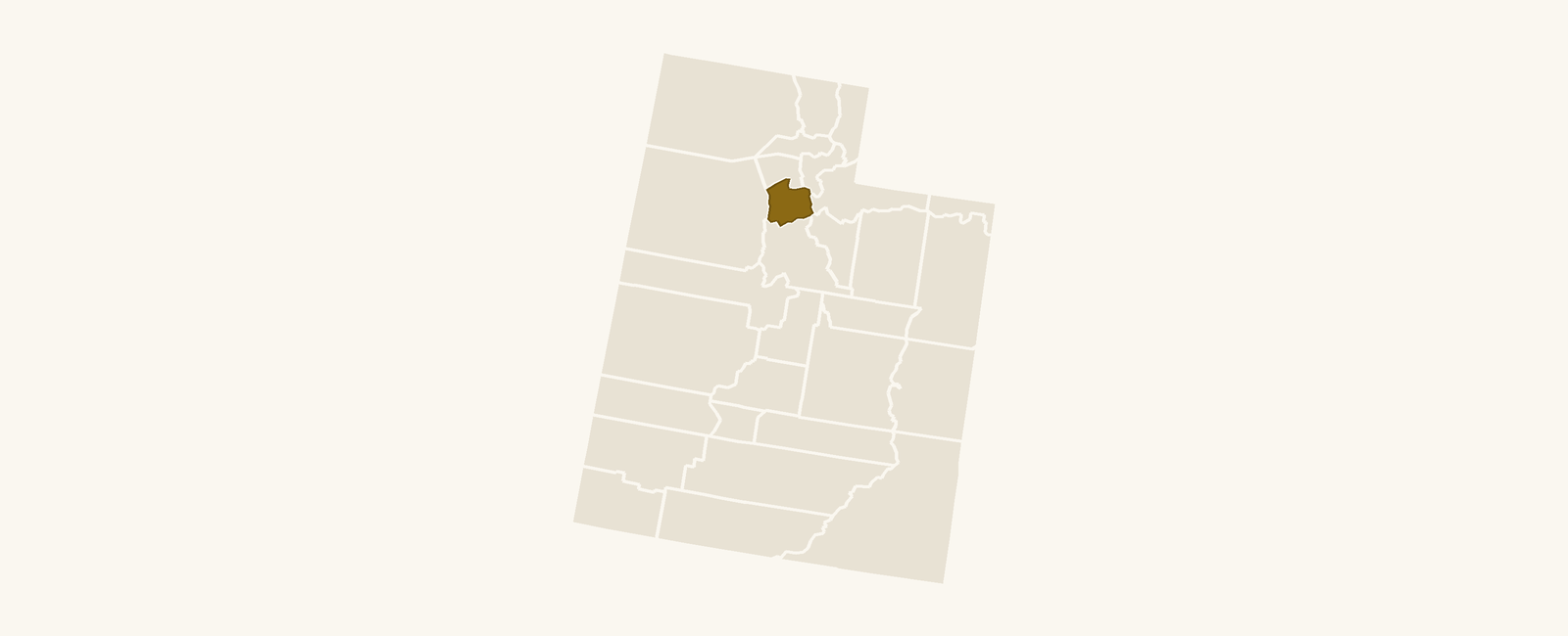 Map of Utah with Salt Lake County highlighted