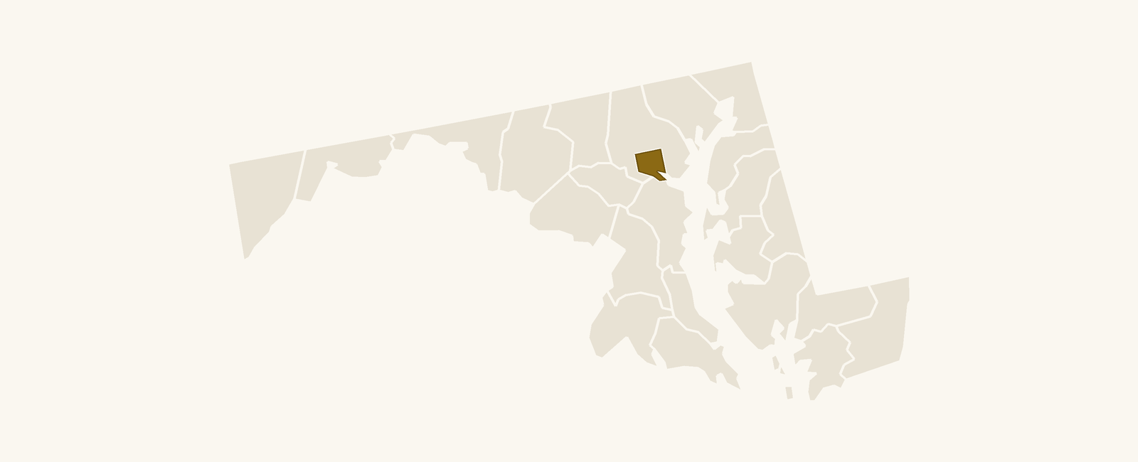 Map of Maryland with Baltimore City highlighted