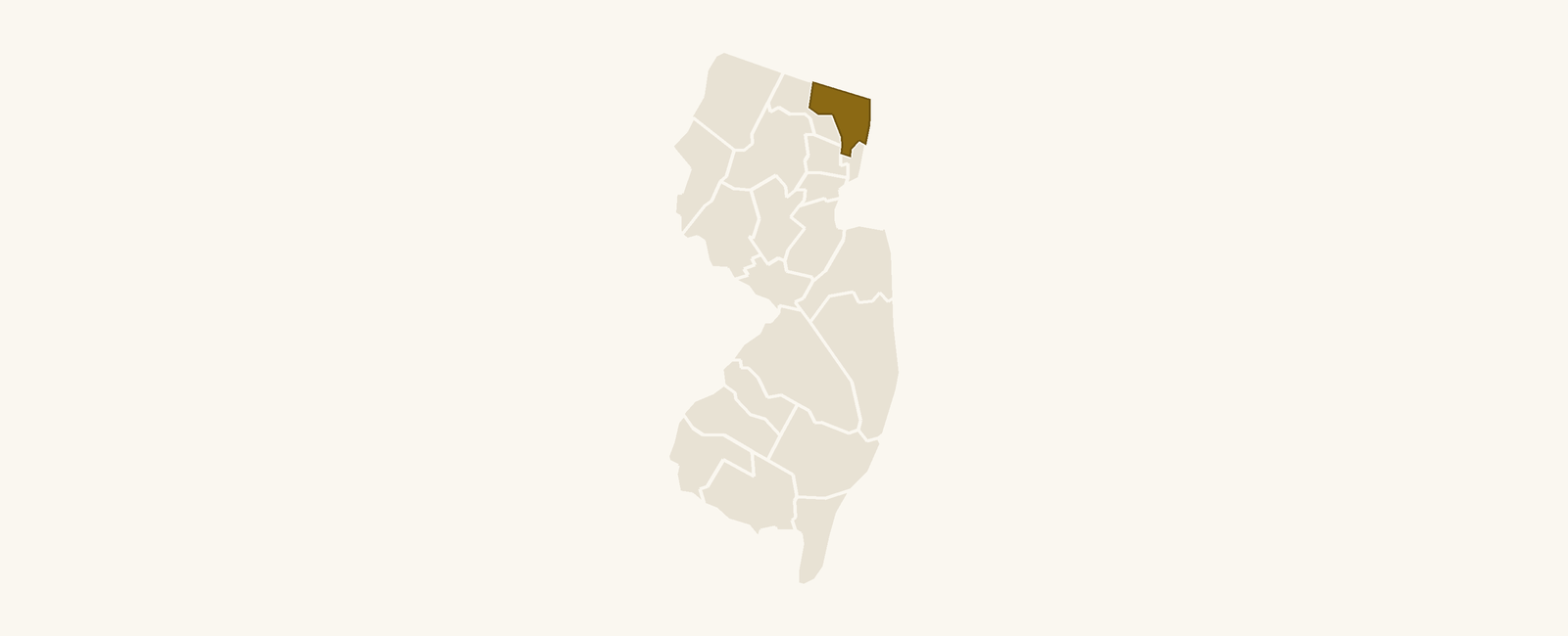 Map of New Jersey with Bergen County highlighted