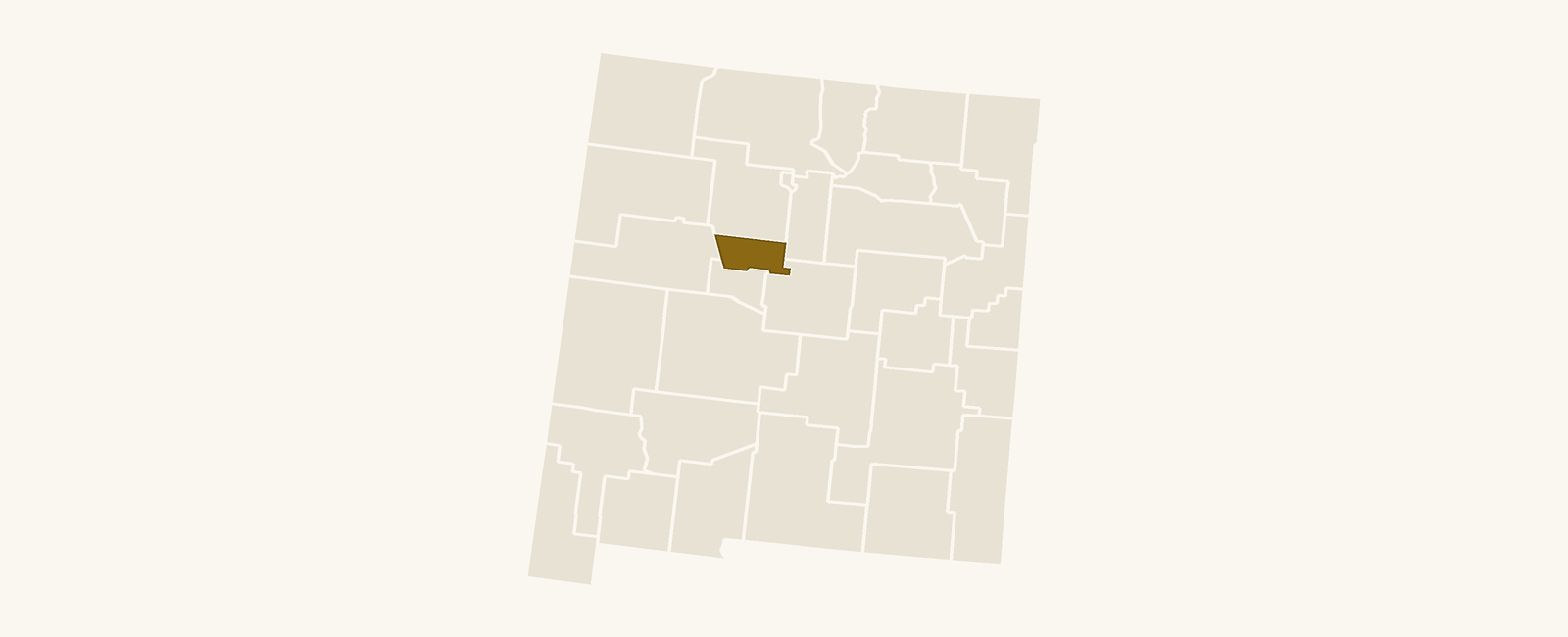 Map of New Mexico with Bernalillo County highlighted