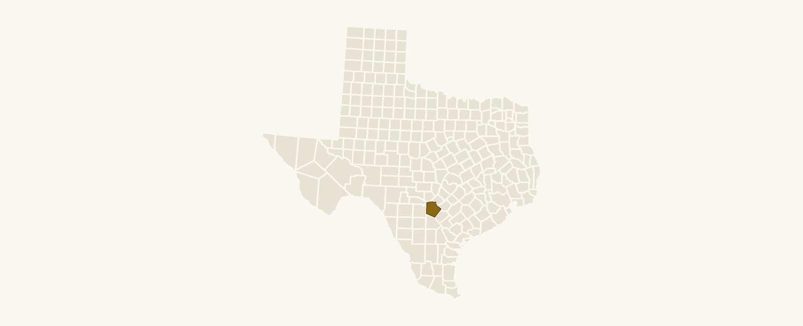Map of Texas with Bexar County highlighted