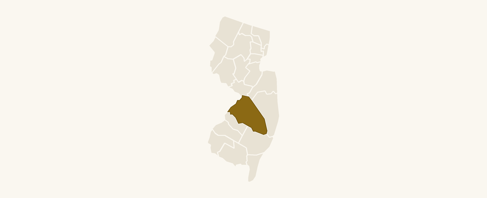Map of New Jersey with Burlington County highlighted
