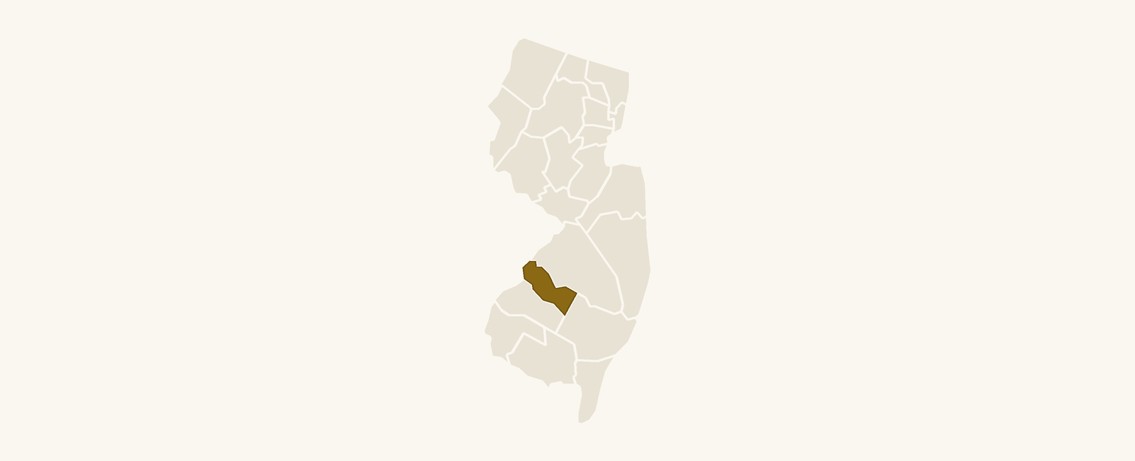 Map of New Jersey with Camden County highlighted