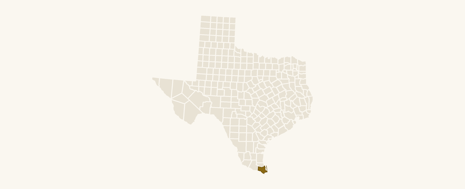 Map of Texas with Cameron County highlighted