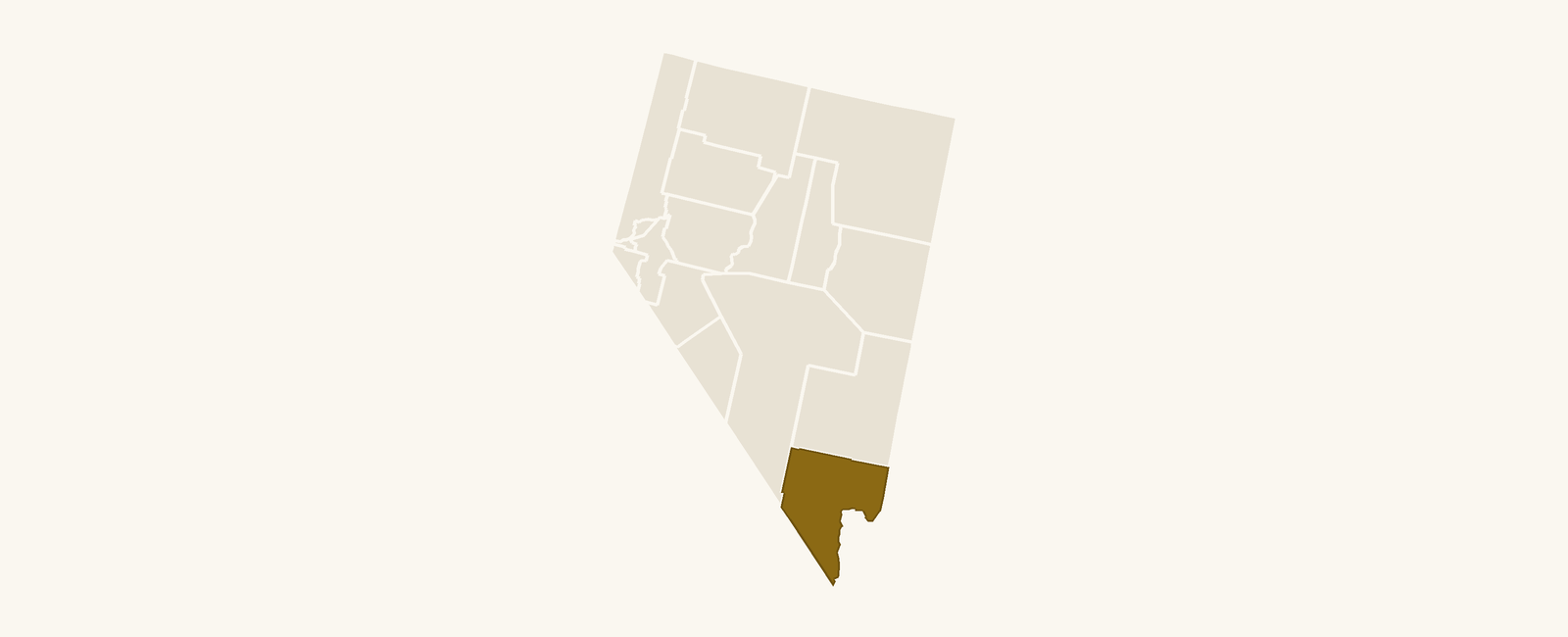 Map of Nevada with Clark County highlighted
