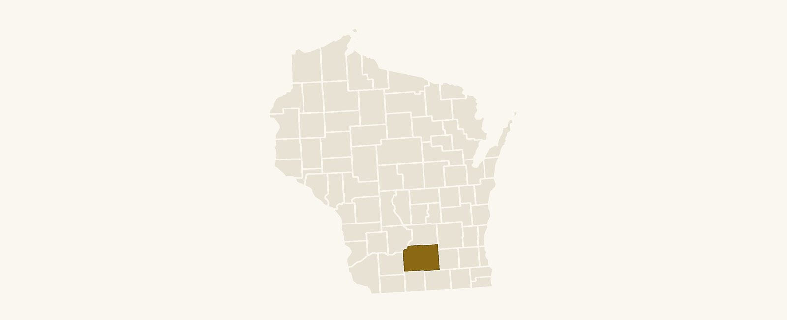 Map of Wisconsin with Dane County highlighted