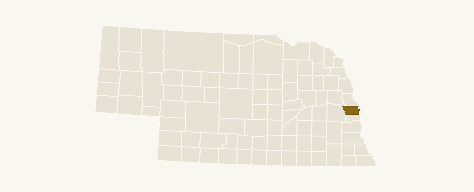 Map of Nebraska with Douglas County highlighted