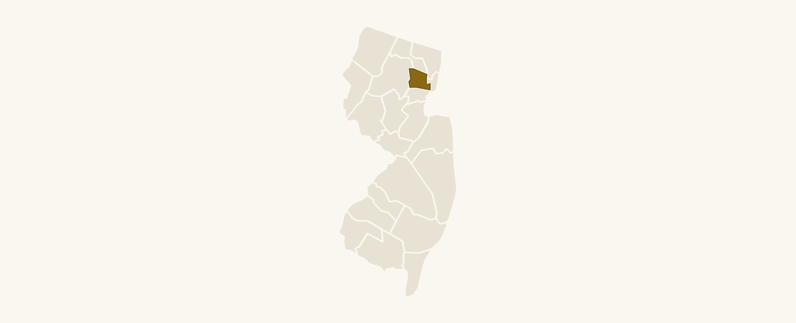 Map of New Jersey with Essex County highlighted