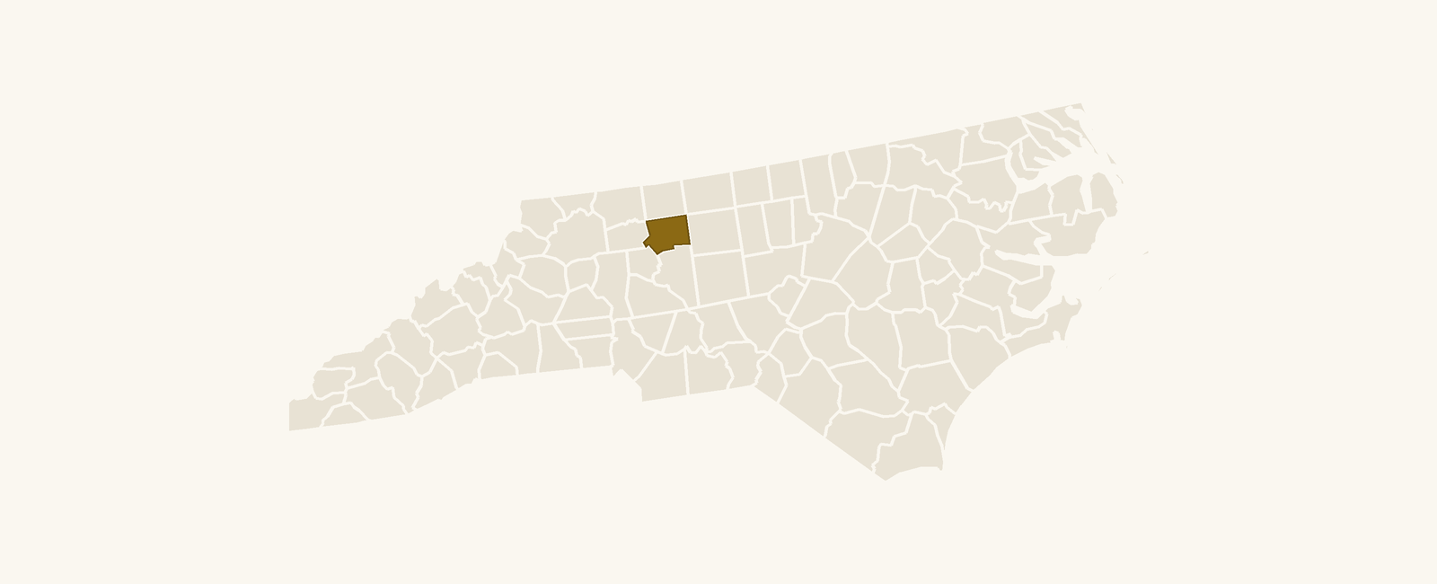 Map of North Carolina with Forsyth County highlighted