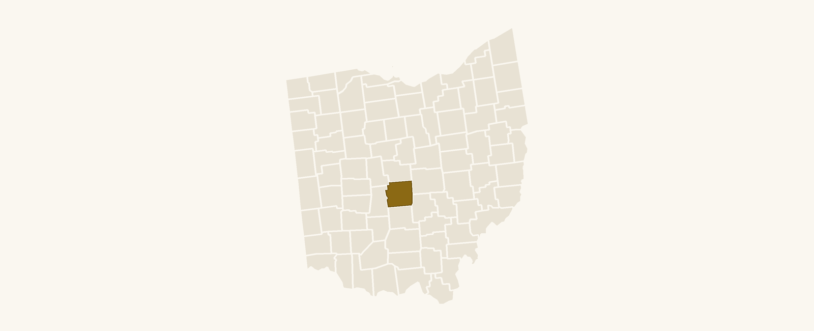 Map of Ohio with Franklin County highlighted