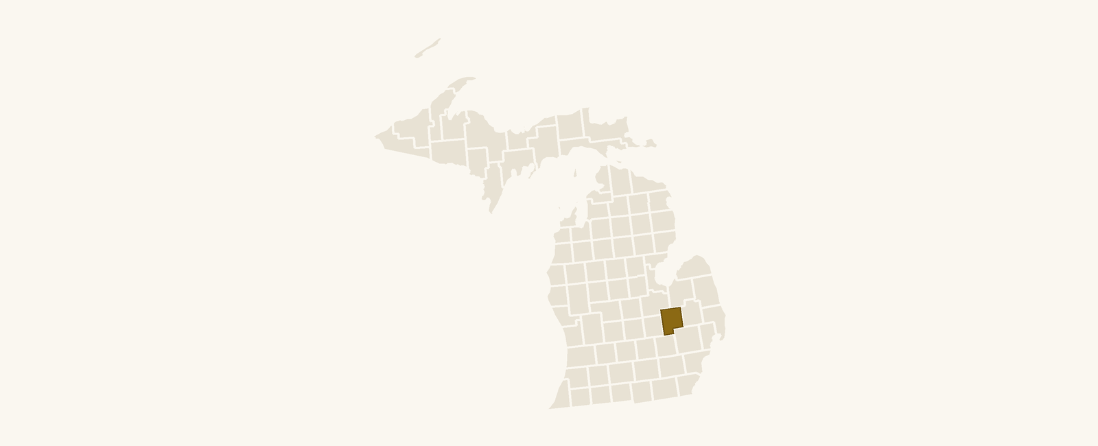 Map of Michigan with Genesee County highlighted