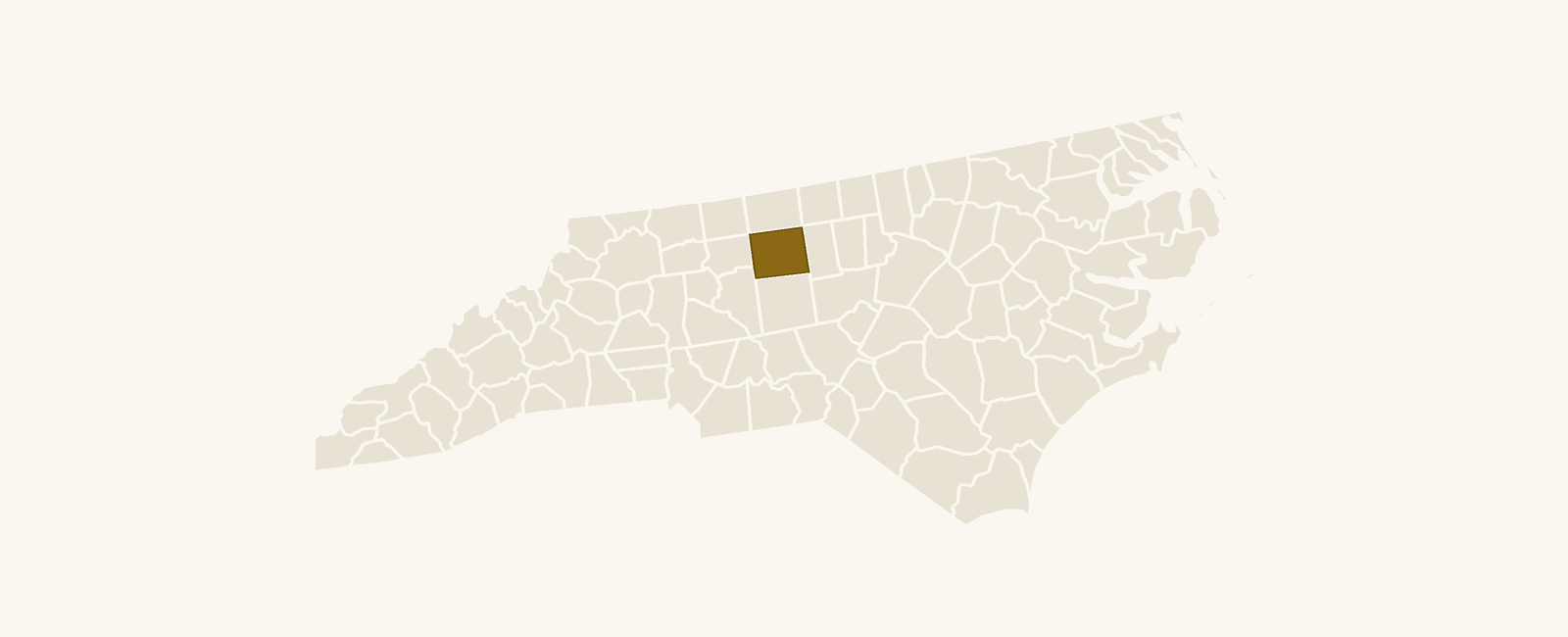 Map of North Carolina with Guilford County highlighted