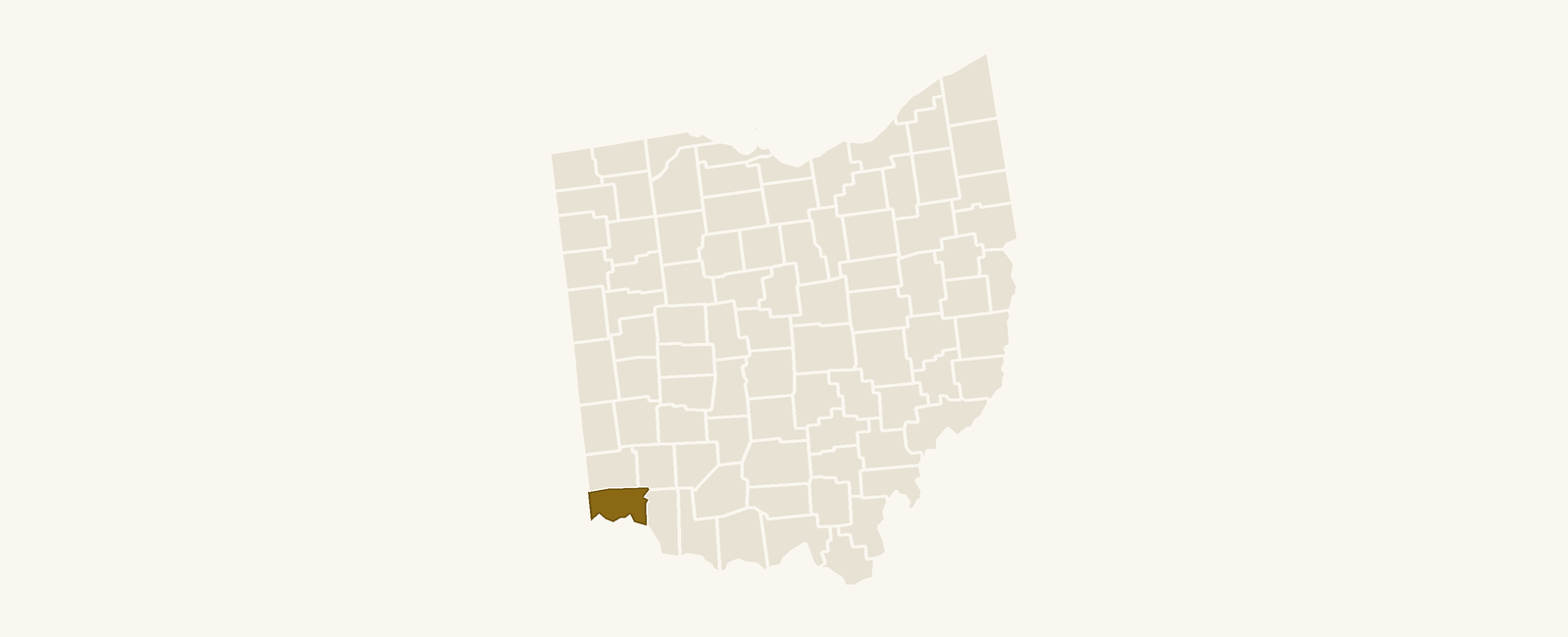 Map of Ohio with Hamilton County highlighted