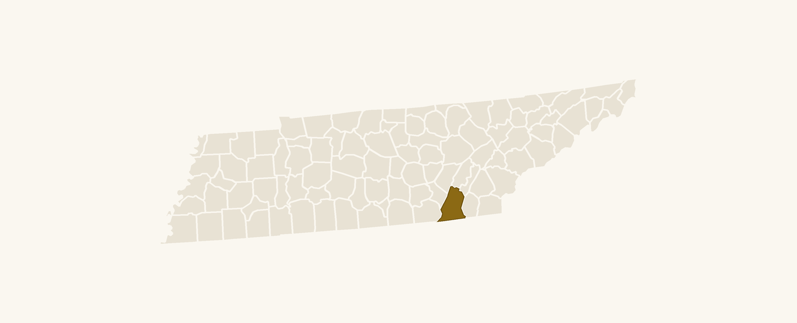 Map of Tennessee with Hamilton County highlighted