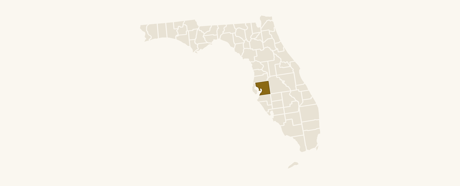 Map of Florida with Hillsborough County highlighted