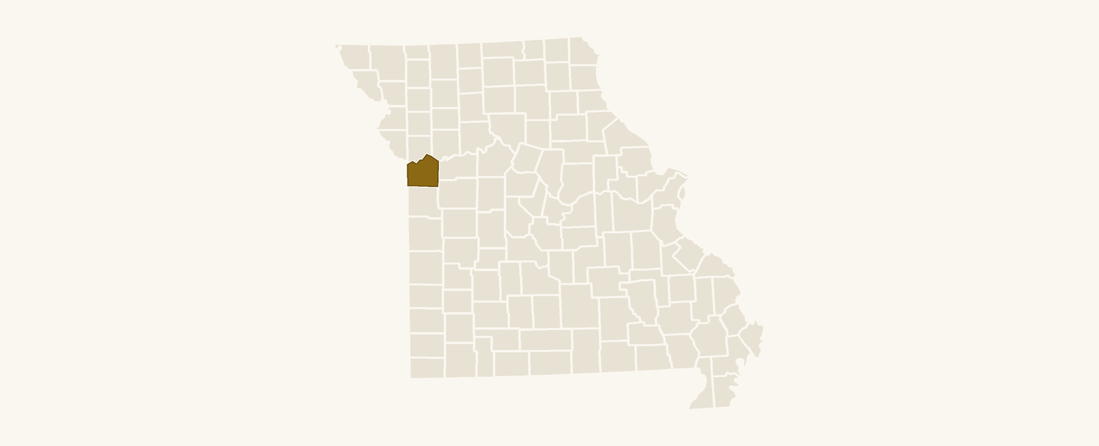 Map of Missouri with Jackson County highlighted