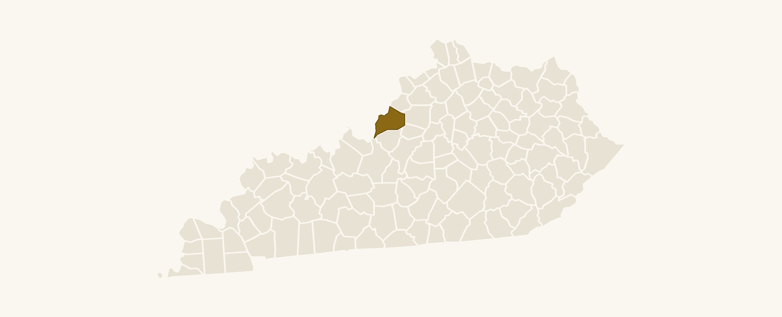 Map of Kentucky with Jefferson County highlighted