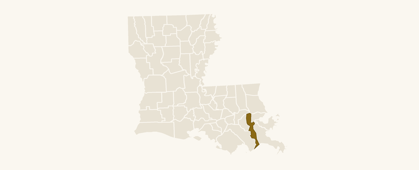 Map of Louisiana with Jefferson County highlighted