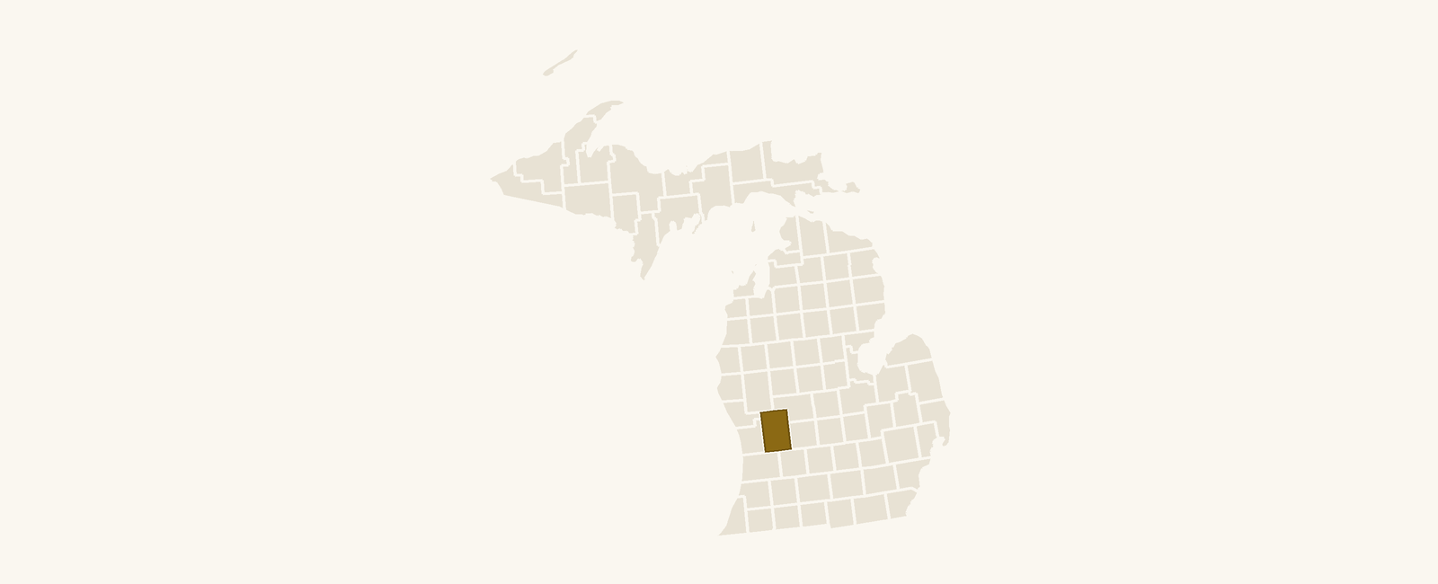 Map of Michigan with Kent County highlighted