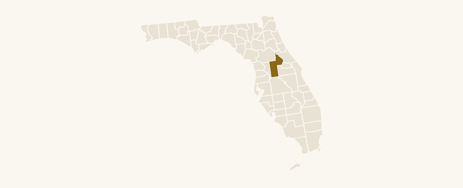 Map of Florida with Lake County highlighted