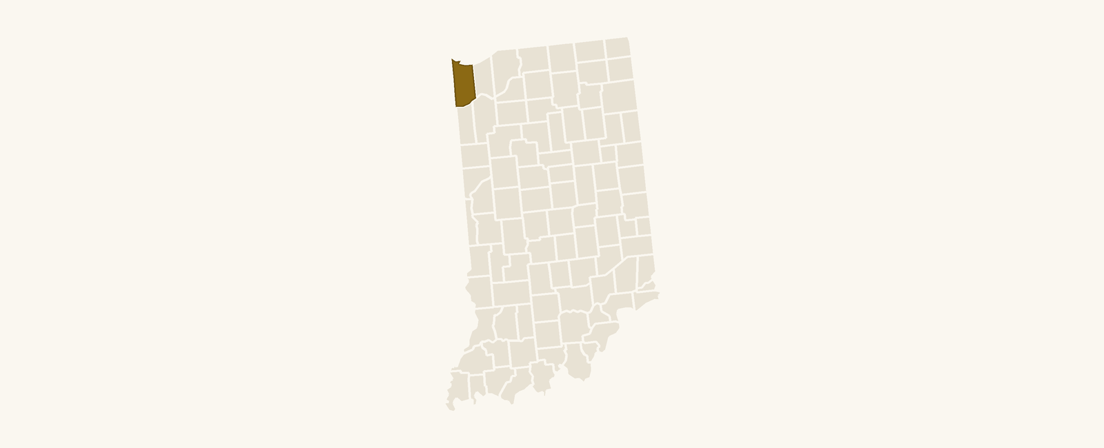 Map of Indiana with Lake County highlighted