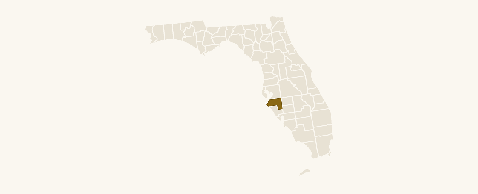 Map of Florida with Manatee County highlighted