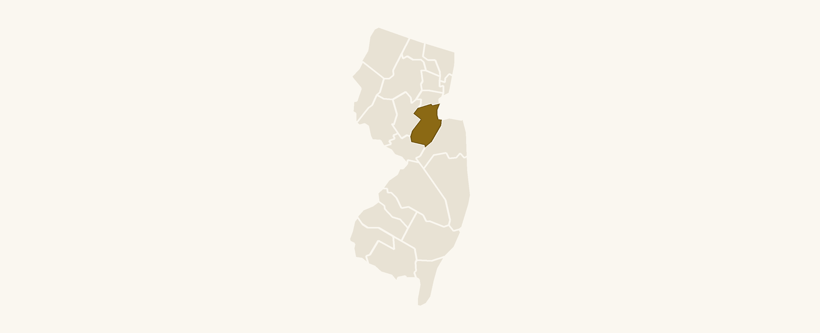 Map of New Jersey with Middlesex County highlighted