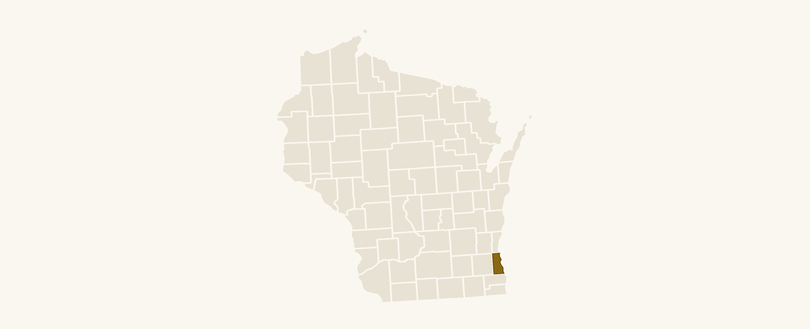 Map of Wisconsin with Milwaukee County highlighted