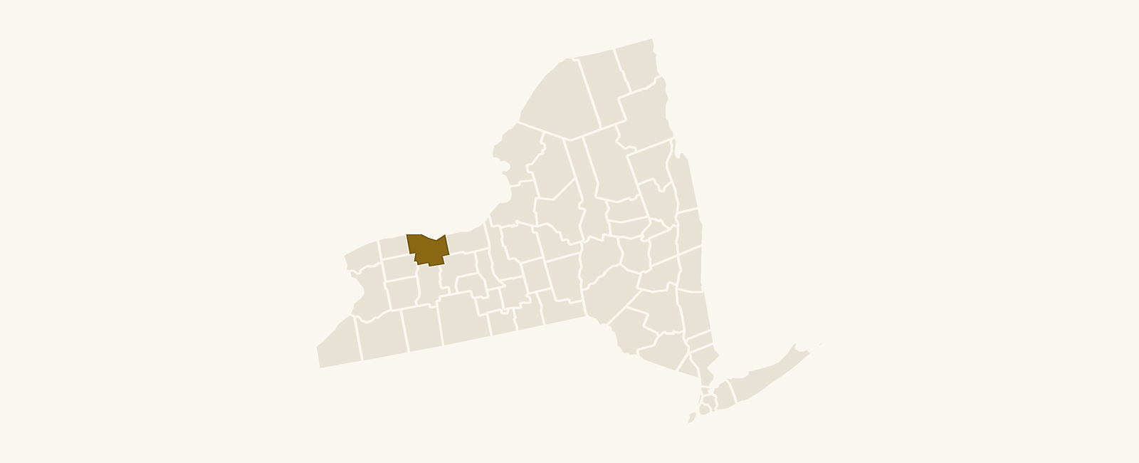 Map of New York with Monroe County highlighted
