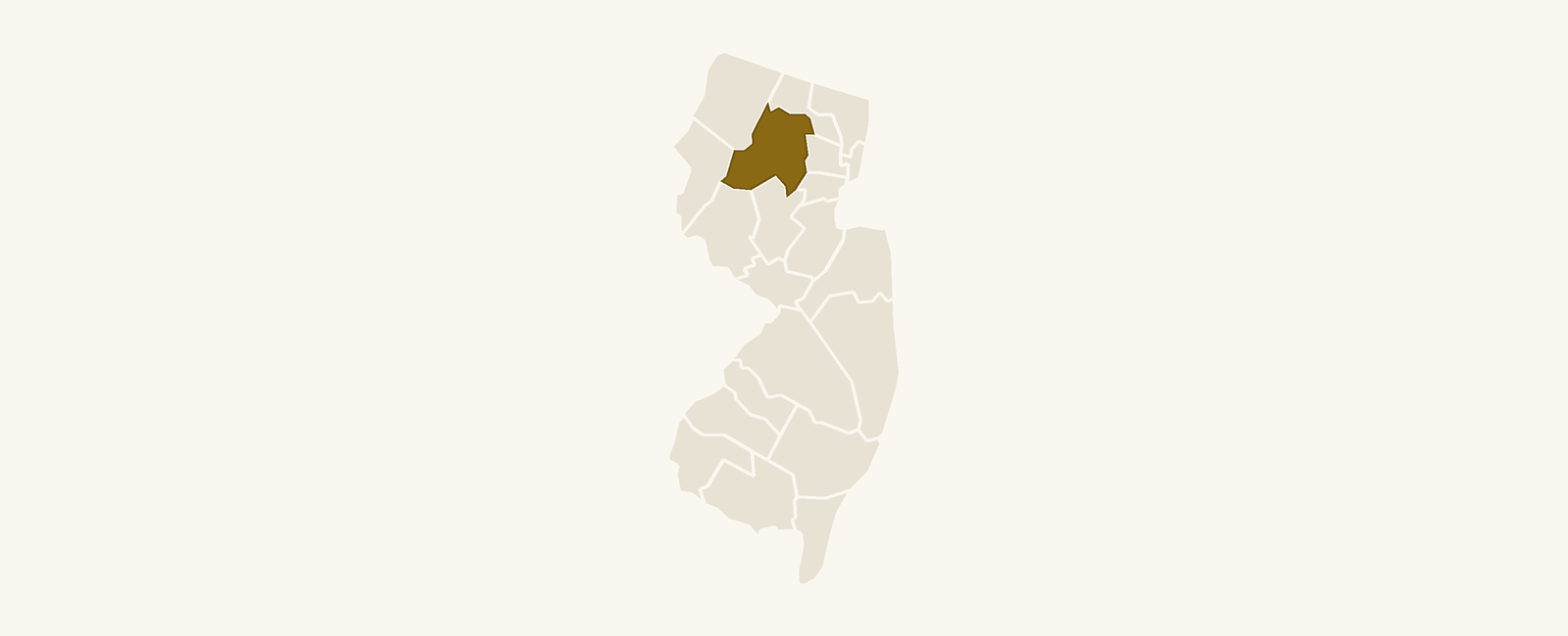 Map of New Jersey with Morris County highlighted