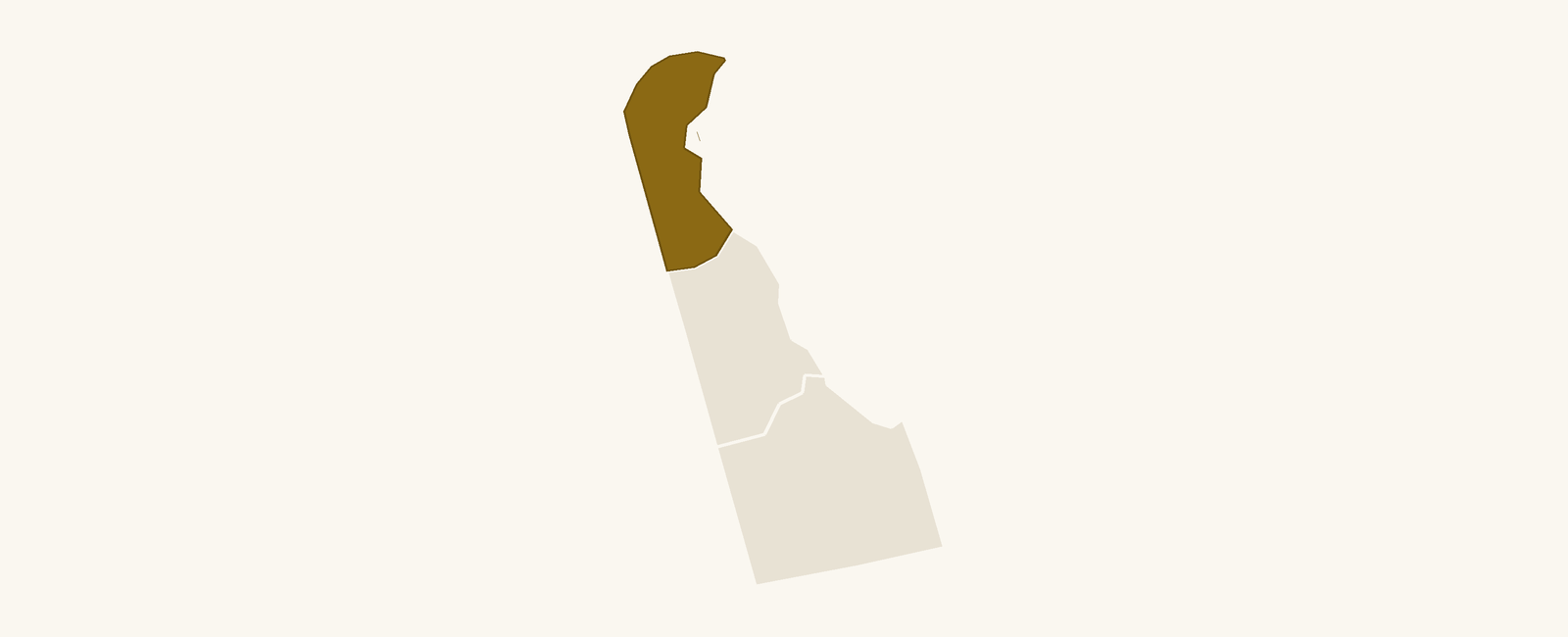 Map of Delaware with New Castle County highlighted