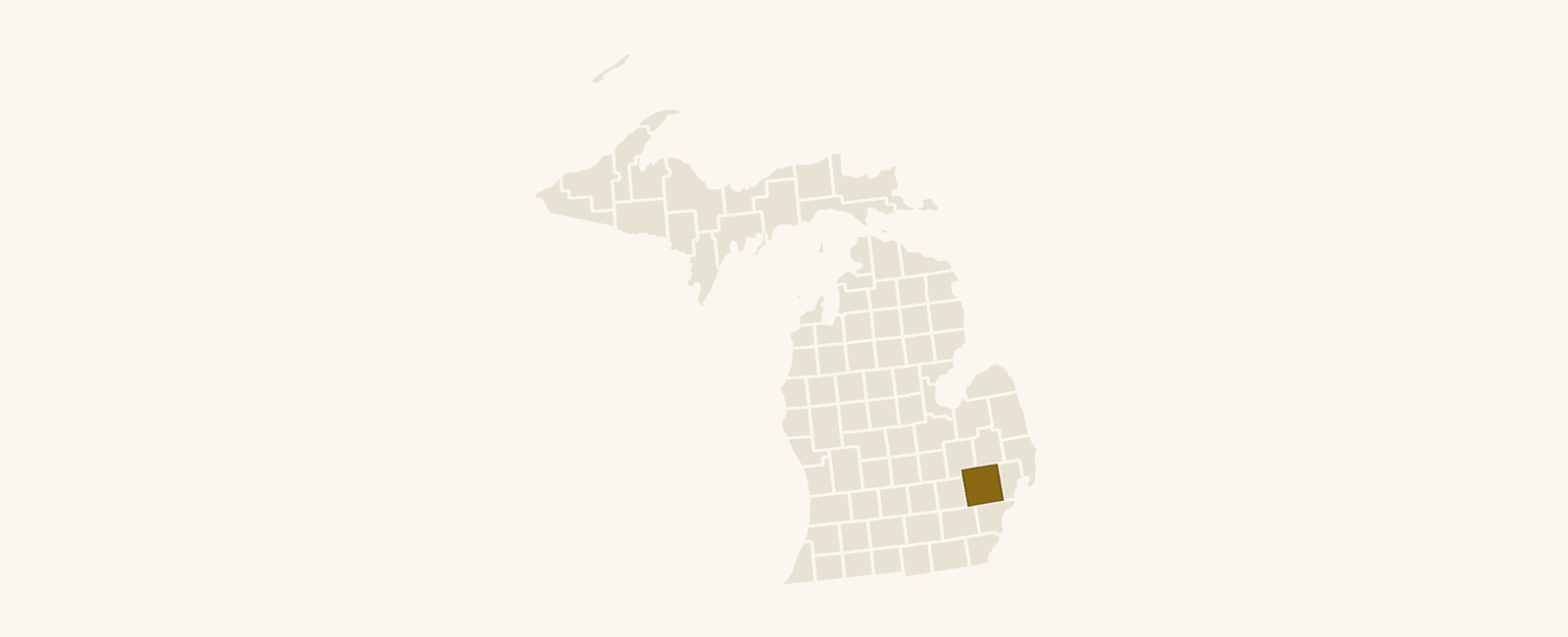 Map of Michigan with Oakland County highlighted