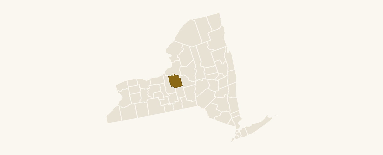 Map of New York with Onondaga County highlighted