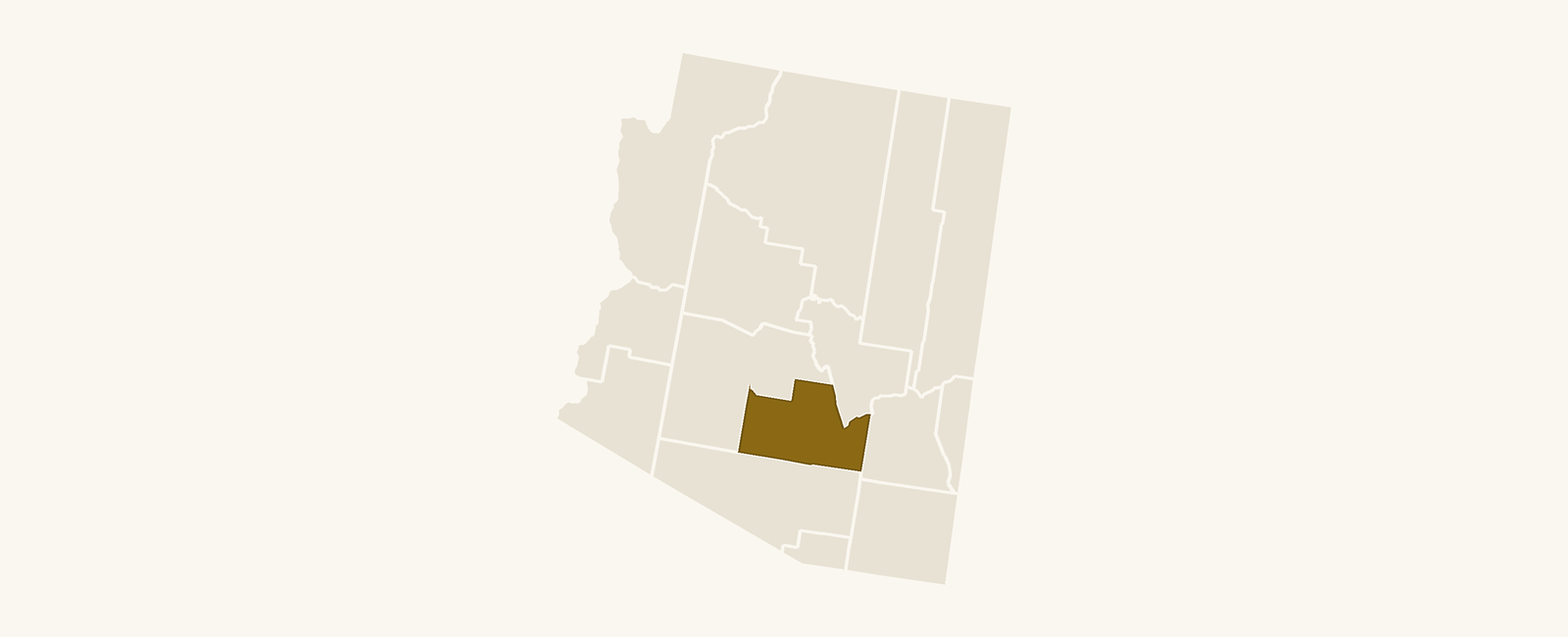 Map of Arizona with Pinal County highlighted