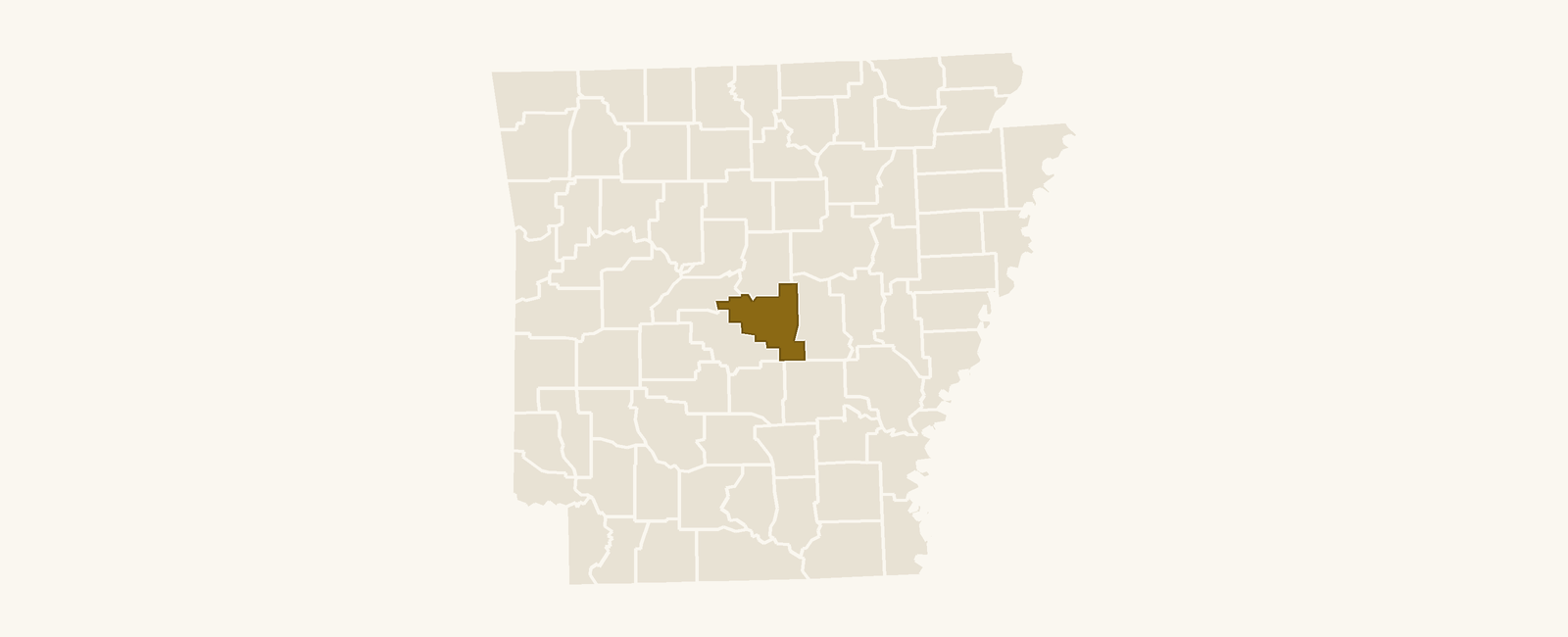 Map of Arkansas with Pulaski County highlighted