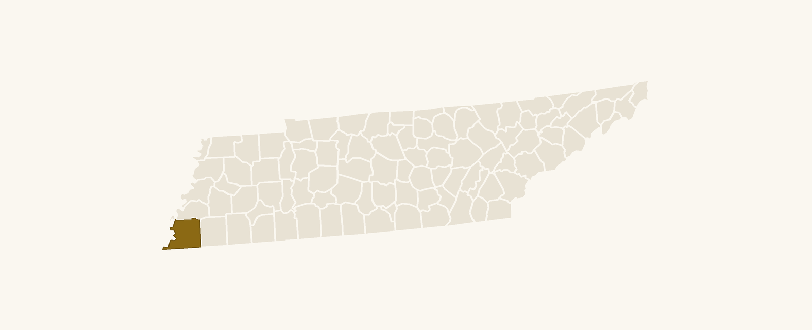 Map of Tennessee with Shelby County highlighted