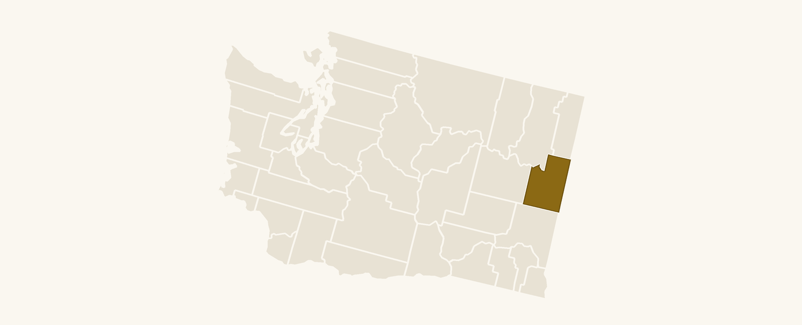 Map of Washington with Spokane County highlighted