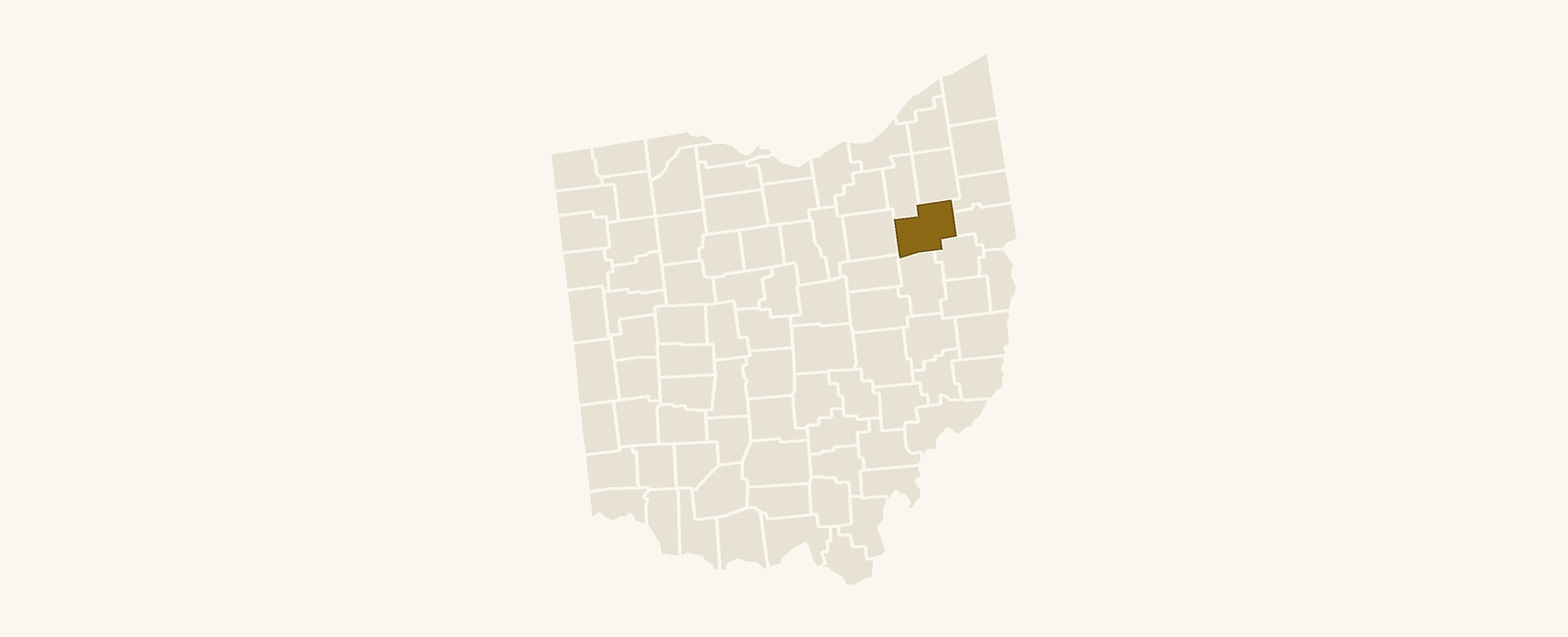 Map of Ohio with Stark County highlighted